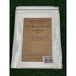 Madison Home Collection 300 Thread Count Set of 4 Pillowcase Protector White NEW